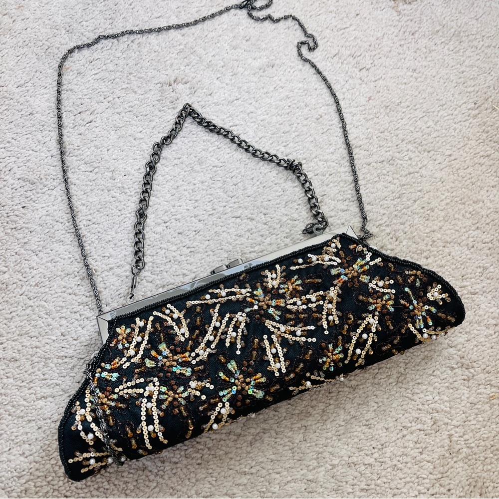 Vintage M&W handmade beads purse clutches with two chains NWT